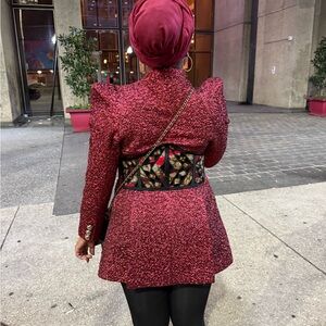 Elegant Red Textured Blazer